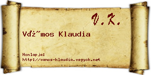 Vámos Klaudia névjegykártya
